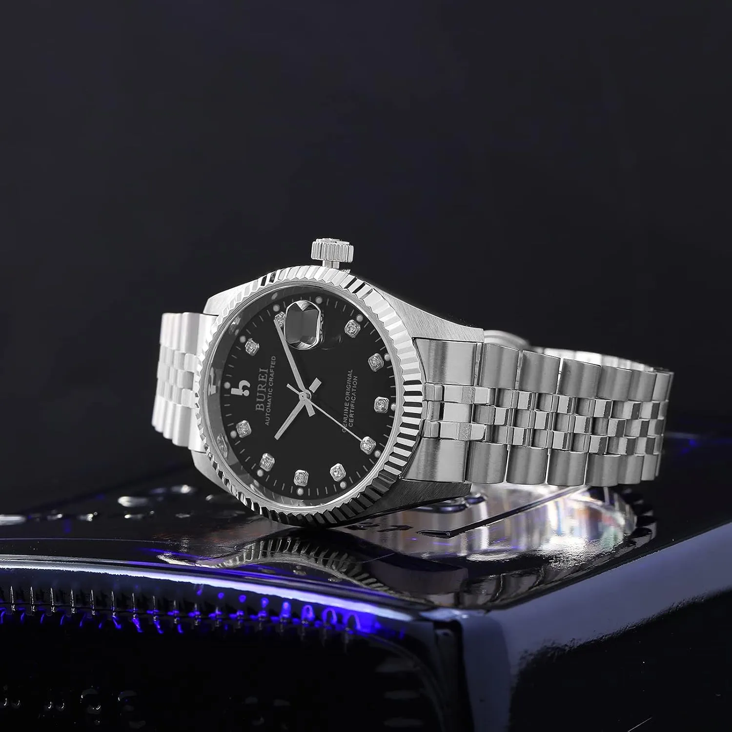 Automatic Watches Luxury immigrant degrade passion jewelry Stainless Steels Waterproof Watches for Men Gifts for Men BUREI Men's 