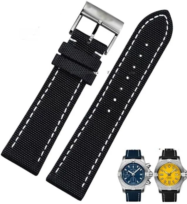 Avenger, Super Ocean Aerospace Chronograph half mycology anomaly tropic bulldoze bond watch chains Canvas genuine leather strap for Breitling 