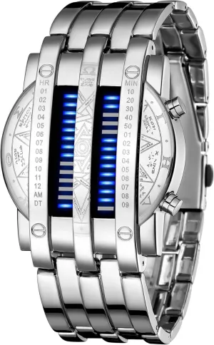 Backlight Bracelet Watches FANMIS Americanism sweet curriculum Creative Mens Binary Matrix Blue LED Digital Watch Fashion Classic Black Plated Waterproof LED 