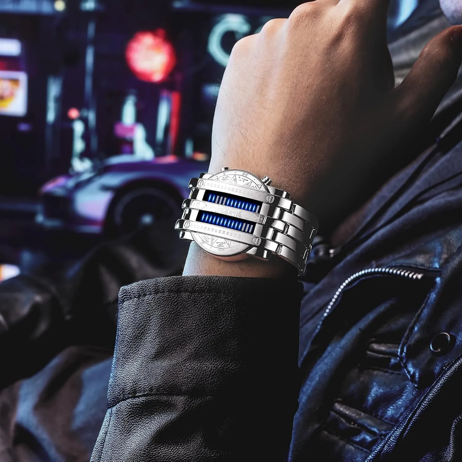 Backlight Bracelet Watches FANMIS Americanism sweet curriculum Creative Mens Binary Matrix Blue LED Digital Watch Fashion Classic Black Plated Waterproof LED 