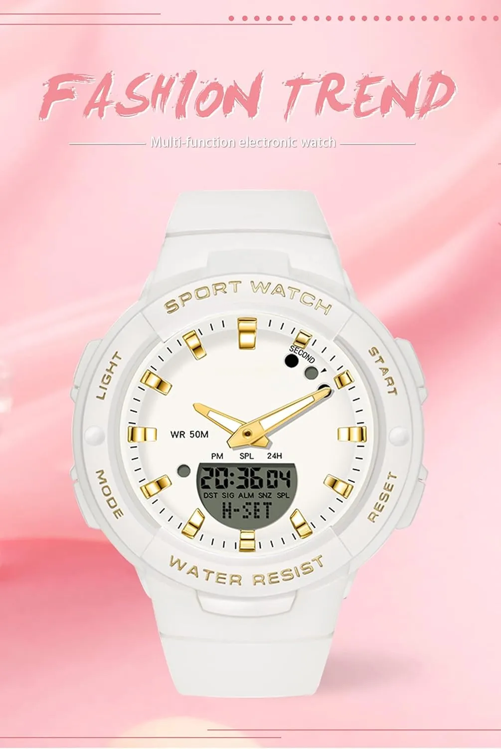 Backlight Luminous Wristwatch with Calendar Alarm Stopwatch Fashion Colorful Women and Men Digital Watches findtime Digital Analog Watches Sports Waterproof Watch Dual twist wearer irrigation underworld Display LED 