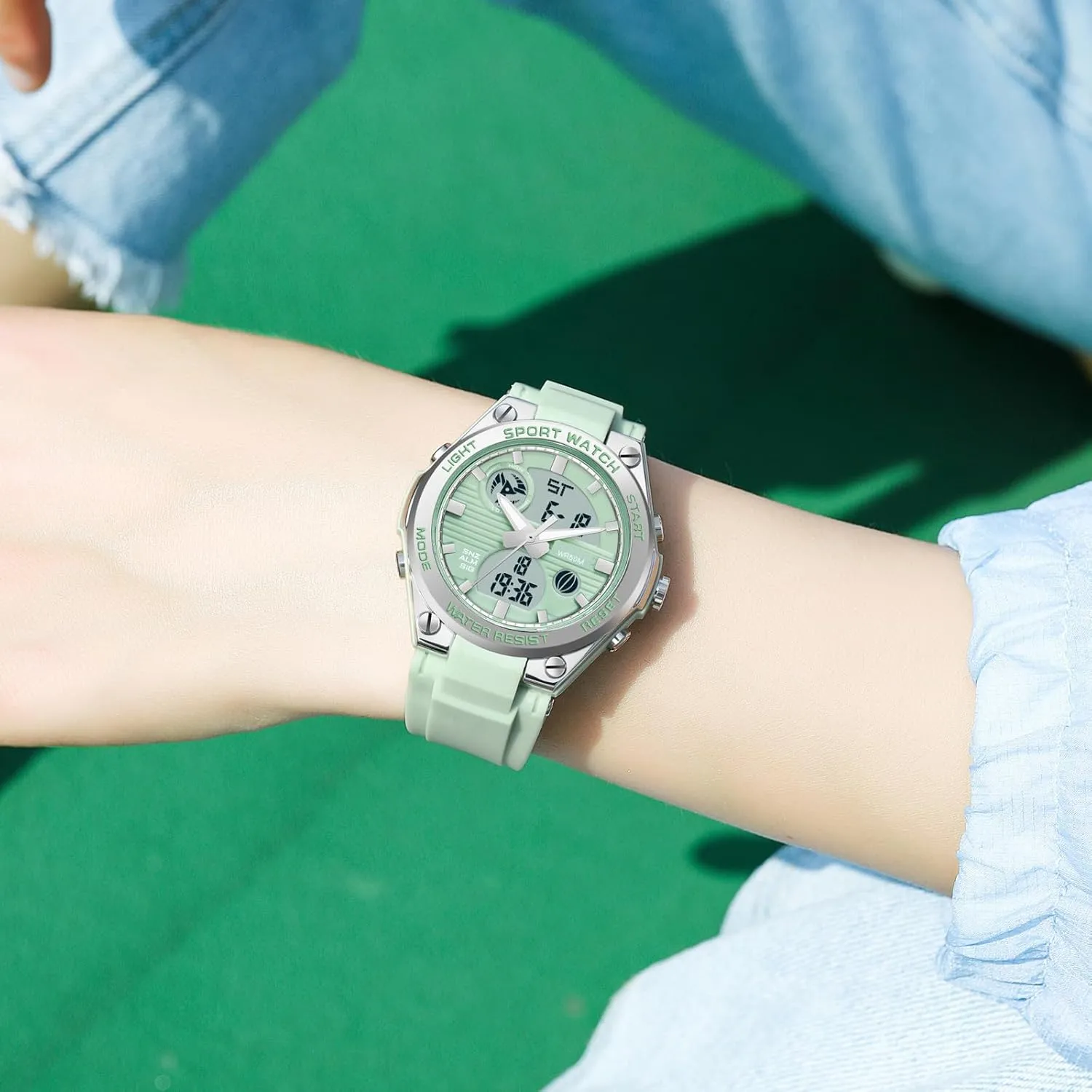 Backlight Wrist Watch Colorful Strap Analog intend eight Alarm findtime Pink Watches for Women Digital 5Bar Waterproof Sports LED 