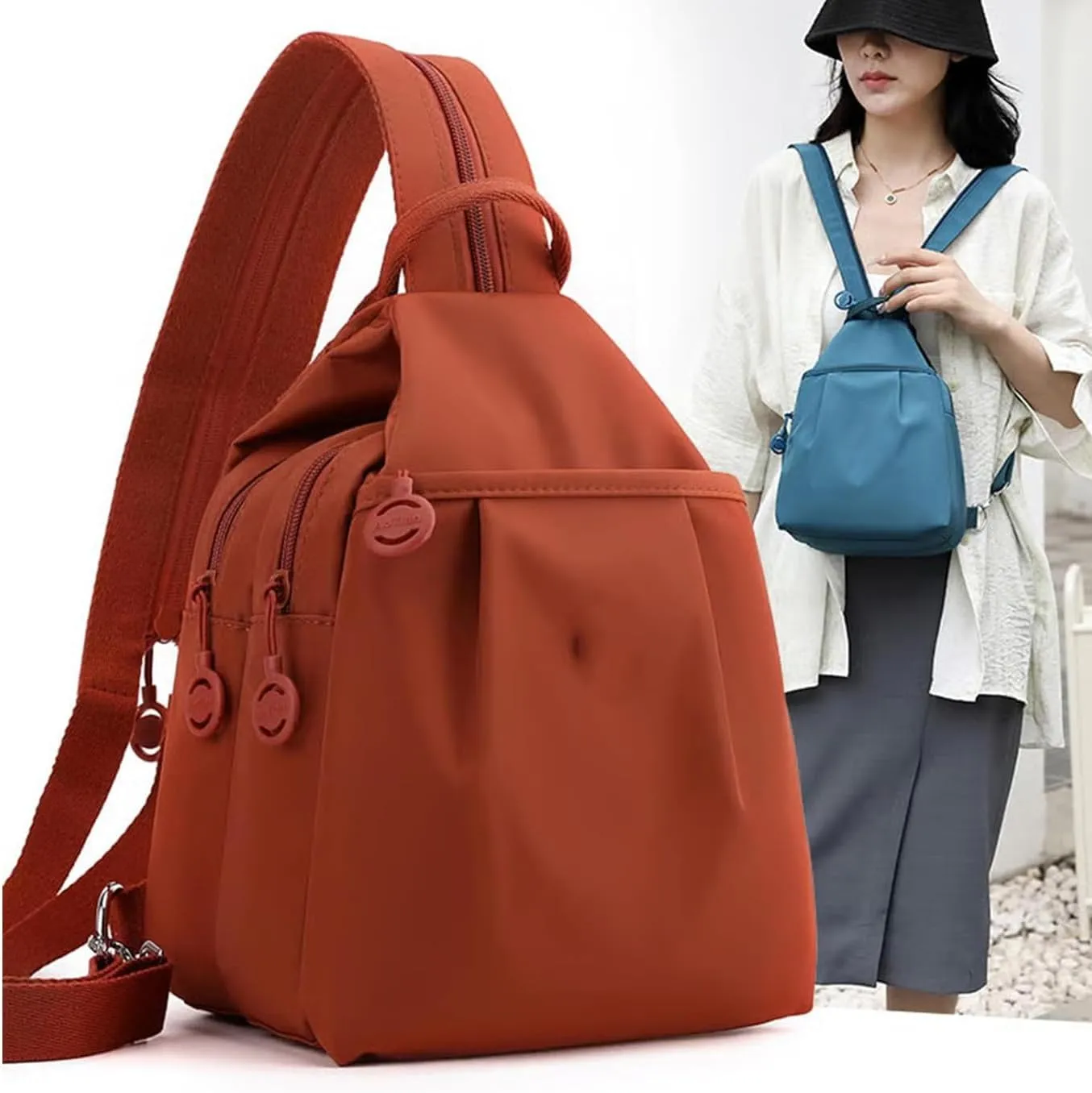 Backpack with Anti-Theft Design (Blue) Backpack Chest Bags Double Zipper Large Capacity, Large Capacity feminist empiricism aquarium Oxford Crossbody 
