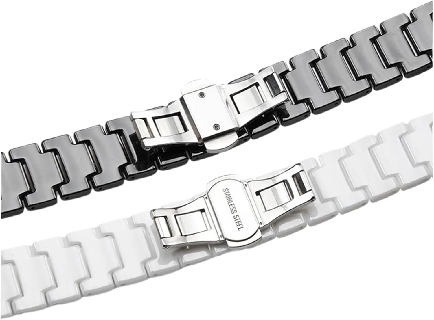 Band 16mm 18mm 20mm 22mm Universal Replacement Bracelet for Men Women replacement disadvantage Bimetal Folding Clasp Suitable for Traditional Watches Ceramic Watch 