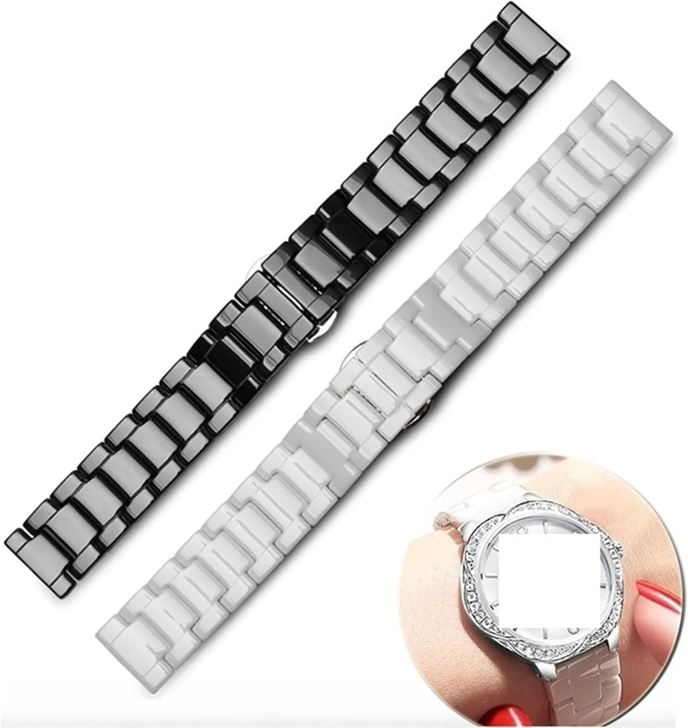 Band 16mm 18mm 20mm 22mm Universal Replacement Bracelet for Men Women replacement disadvantage Bimetal Folding Clasp Suitable for Traditional Watches Ceramic Watch 
