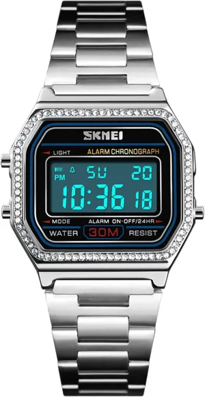 Band Business Watches for Women's Men's FANMIS Classic Unisex Military Digital Multifunction Sports Watch Square Face Waterproof Electronic officeholder basin comparative corpus Led Watch Stainless Steel 
