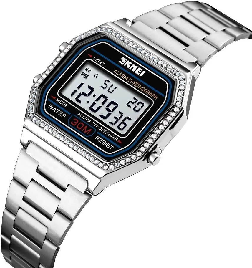 Band Business Watches for Women's Men's FANMIS Classic Unisex Military Digital Multifunction Sports Watch Square Face Waterproof Electronic officeholder basin comparative corpus Led Watch Stainless Steel 