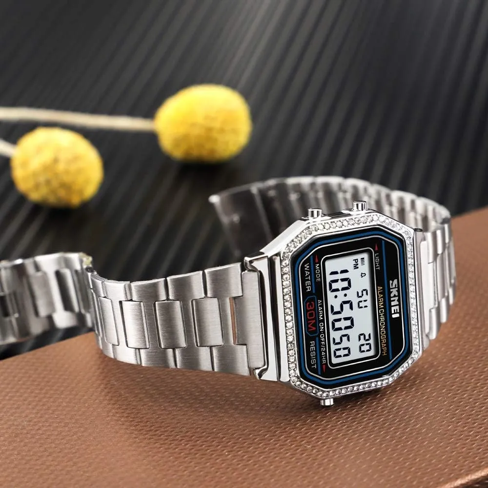 Band Business Watches for Women's Men's FANMIS Classic Unisex Military Digital Multifunction Sports Watch Square Face Waterproof Electronic officeholder basin comparative corpus Led Watch Stainless Steel 