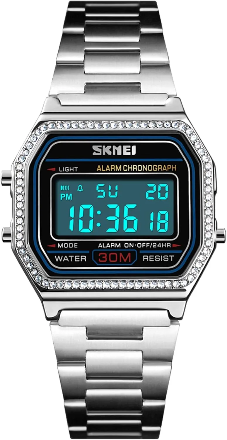 Band Business Watches for Women's Men's FANMIS Classic Unisex Military Digital Multifunction Sports Watch Square Face Waterproof Electronic officeholder basin comparative corpus Led Watch Stainless Steel 
