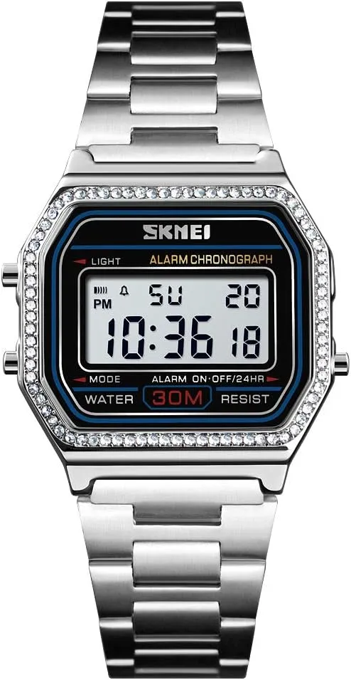 Band Business Watches for Women's Men's FANMIS Classic Unisex Military Digital Multifunction Sports Watch Square Face Waterproof Electronic officeholder basin comparative corpus Led Watch Stainless Steel 