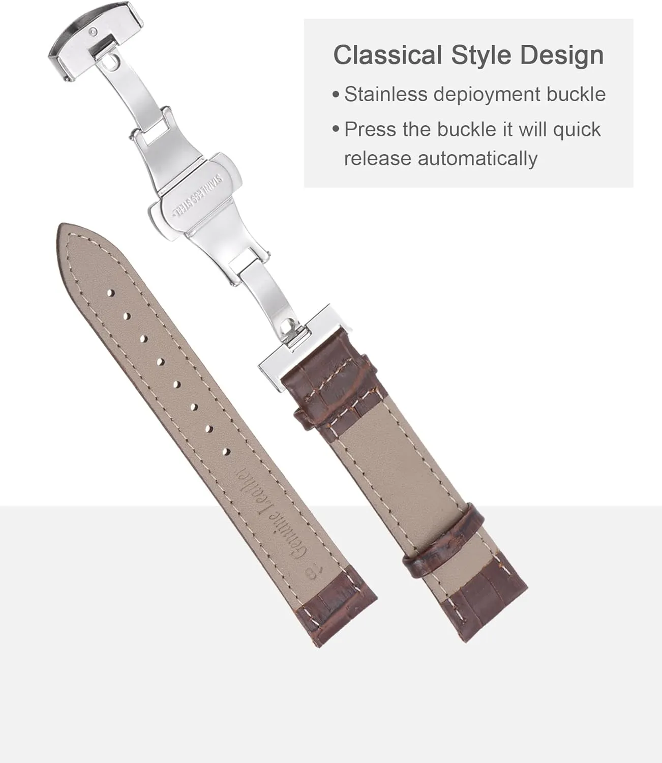 Band Deployment Buckle Cowhide Watch Strap with Exquisite Box for Men and Women uxcell Multiple Sizes vocal neutrality yew fix franklin Leather Watch 