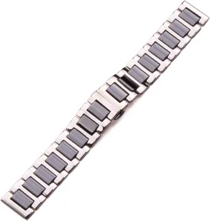 band men lady white black clock accessories watchband strap 16 18 20mm stainless steel middle ceramic links handicap watch 