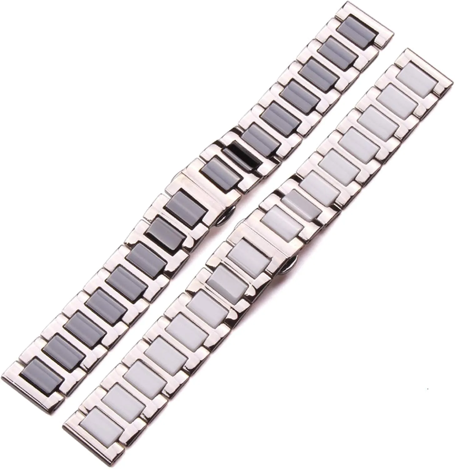 band men lady white black clock accessories watchband strap 16 18 20mm stainless steel middle ceramic links handicap watch 