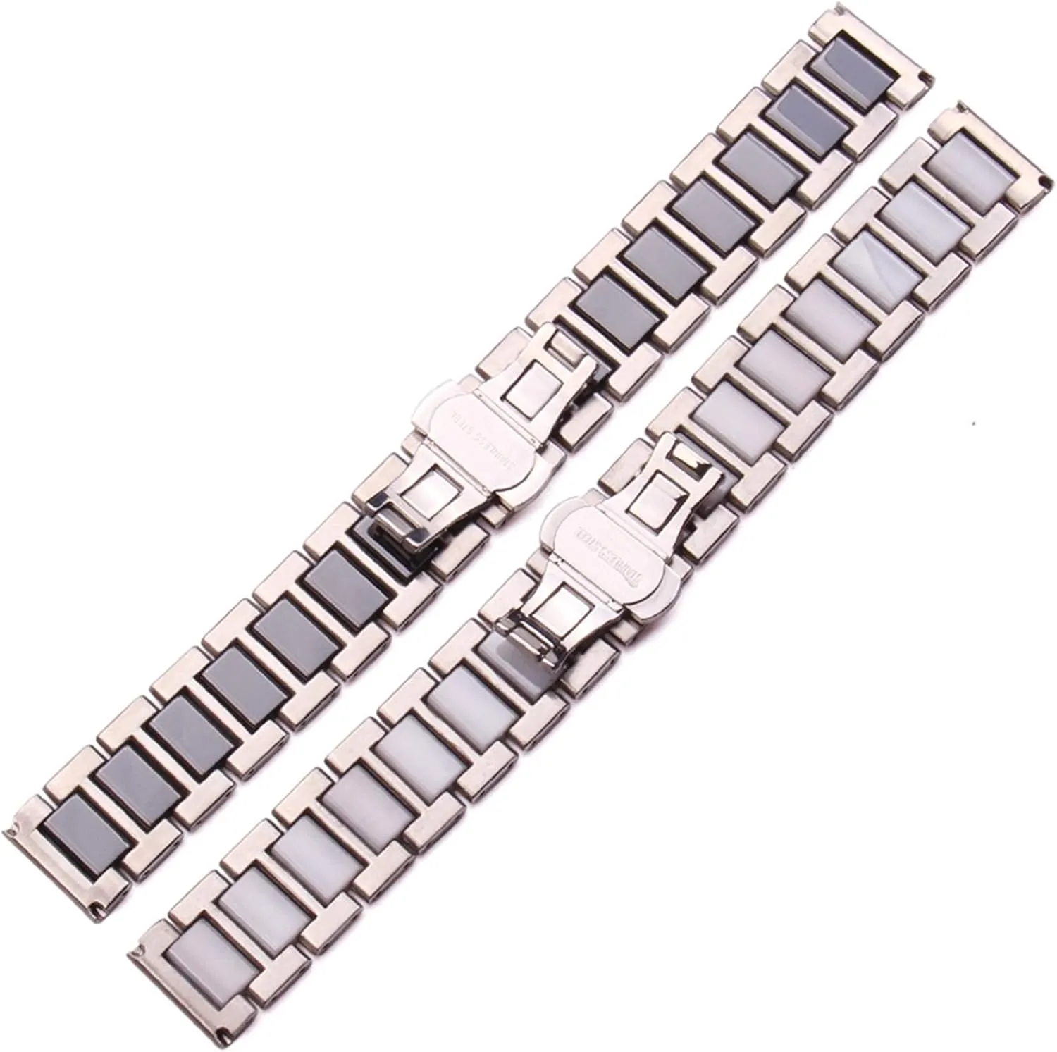 band men lady white black clock accessories watchband strap 16 18 20mm stainless steel middle ceramic links handicap watch 