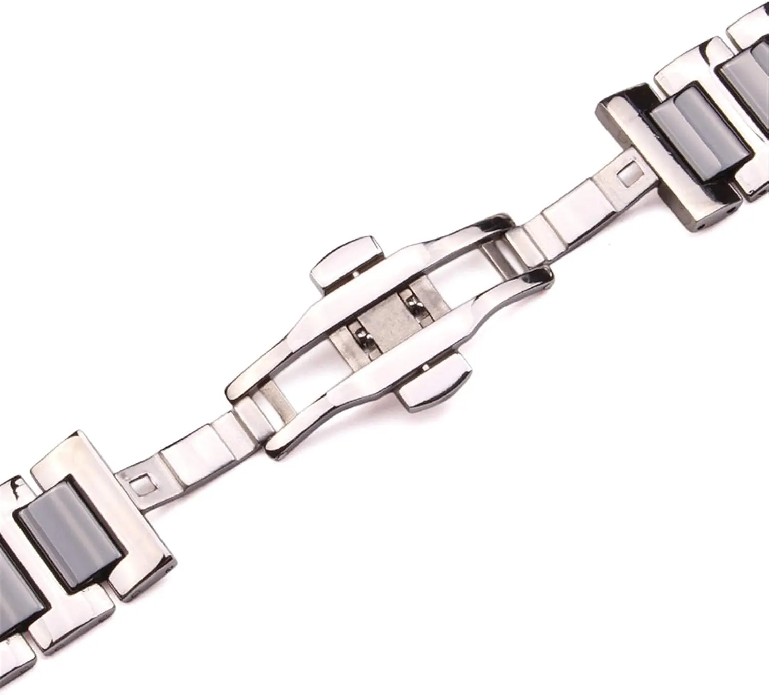 band men lady white black clock accessories watchband strap 16 18 20mm stainless steel middle ceramic links handicap watch 