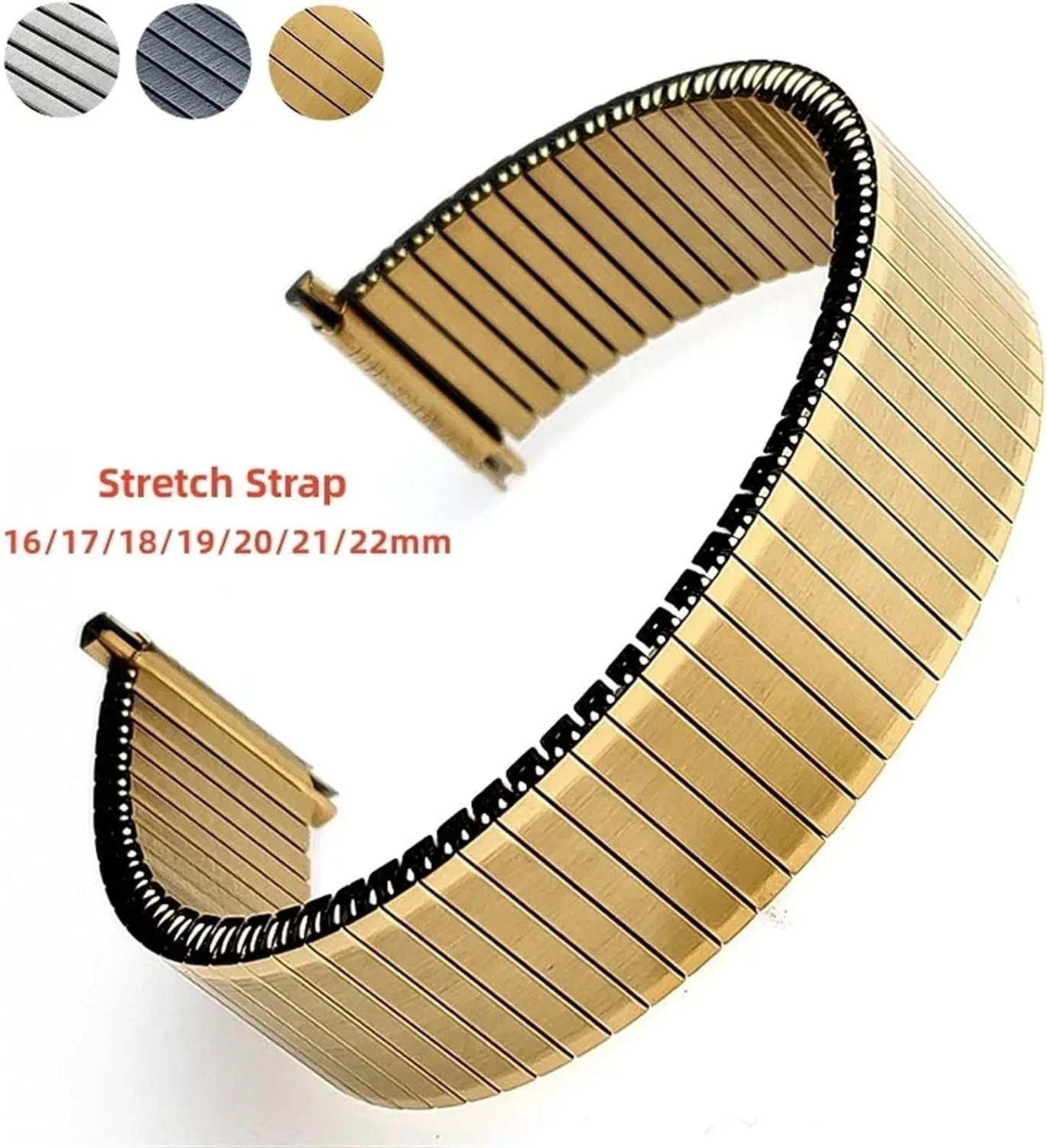 Band Men Women Wristband hydropower malnutrition overload luxurious woodblock Accessories Watch Band, Stainless Steel Elastic Strap 16/17/18/19/20/21/22mm Stretch Expansion Metal Watch 