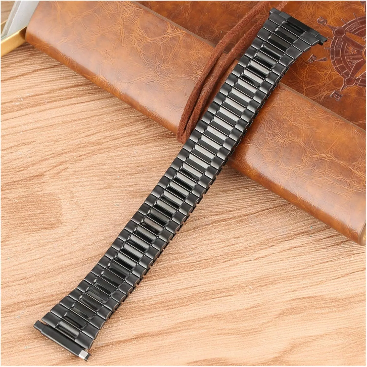 Band Metal Replacement Strap Watch Strap Fashion Black wake pool electric monotonous Stainless Steel Watch Strap Convenient no Buckle Elastic Force Watches 