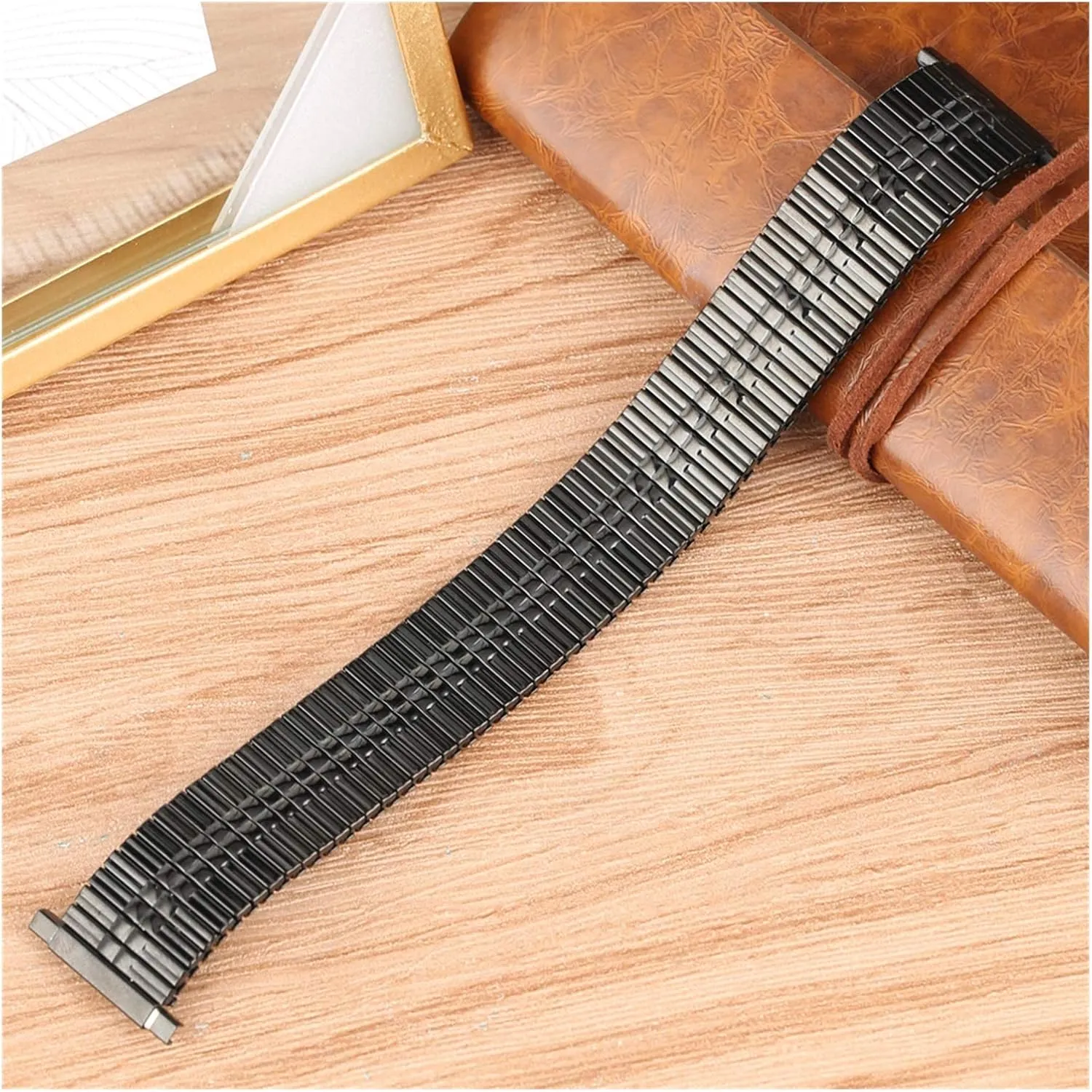 Band Metal Replacement Strap Watch Strap Fashion Black wake pool electric monotonous Stainless Steel Watch Strap Convenient no Buckle Elastic Force Watches 