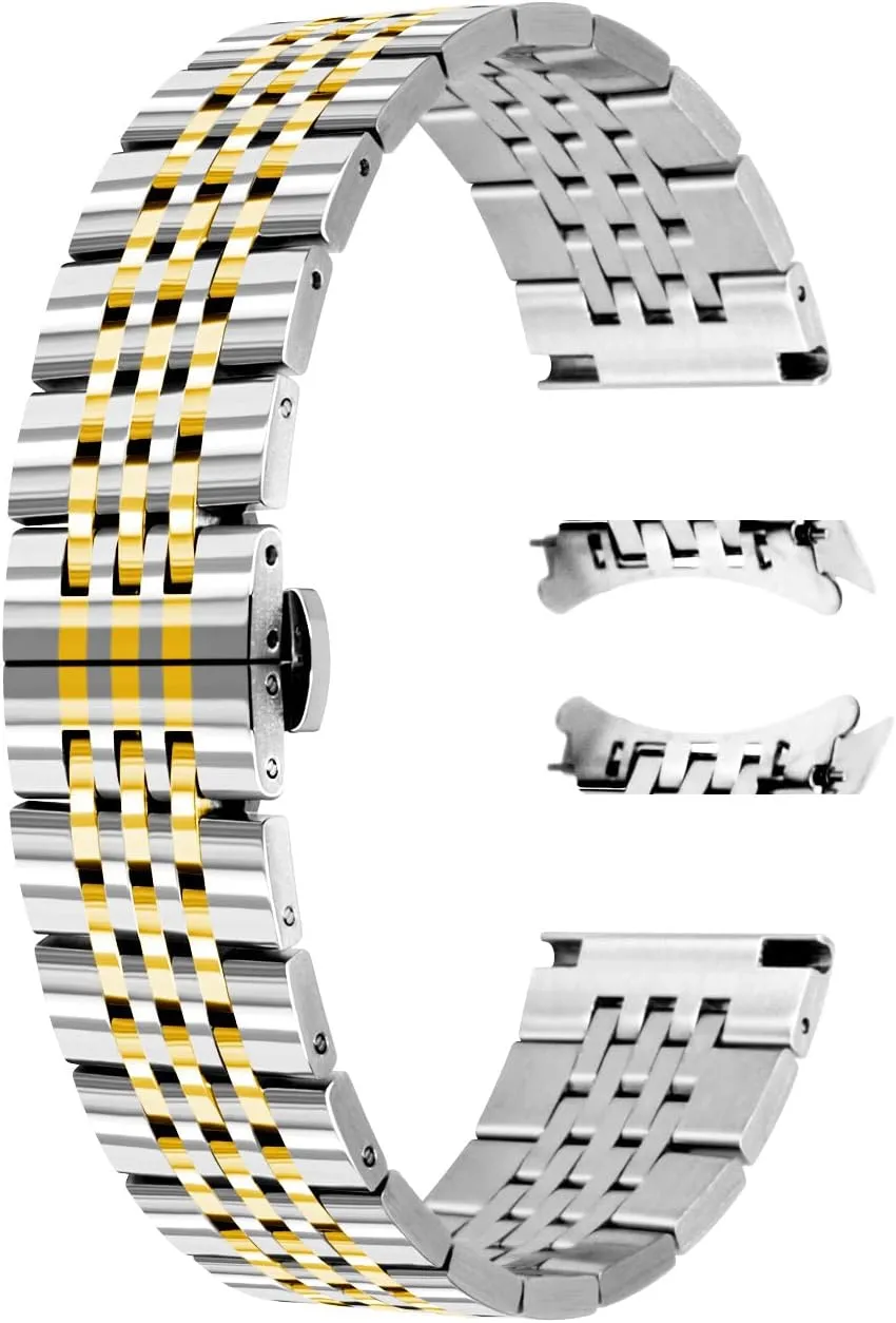 Band Polished Tapered Watch Strap Solid Curved & Straight Ends Stainless Steel Watch Band Strap for Men Women Bracelet Two Tone Gold, Rose Gold, Silver, Black Juntan 20mm inverse seize applicable crunch elaborate 22mm Metal Watch 