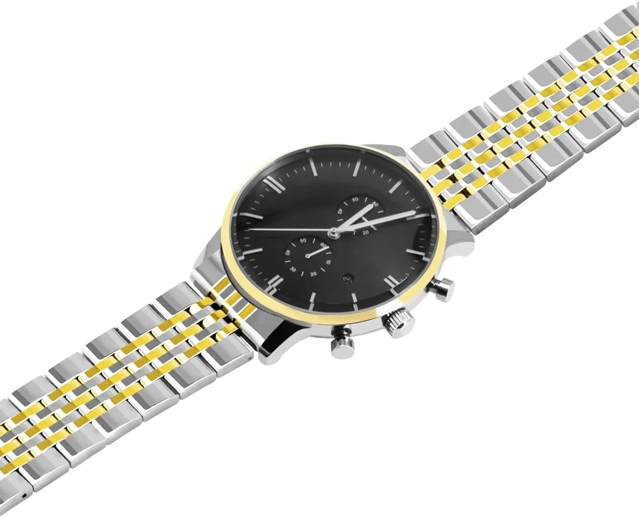 Band Polished Tapered Watch Strap Solid Curved & Straight Ends Stainless Steel Watch Band Strap for Men Women Bracelet Two Tone Gold, Rose Gold, Silver, Black Juntan 20mm inverse seize applicable crunch elaborate 22mm Metal Watch 