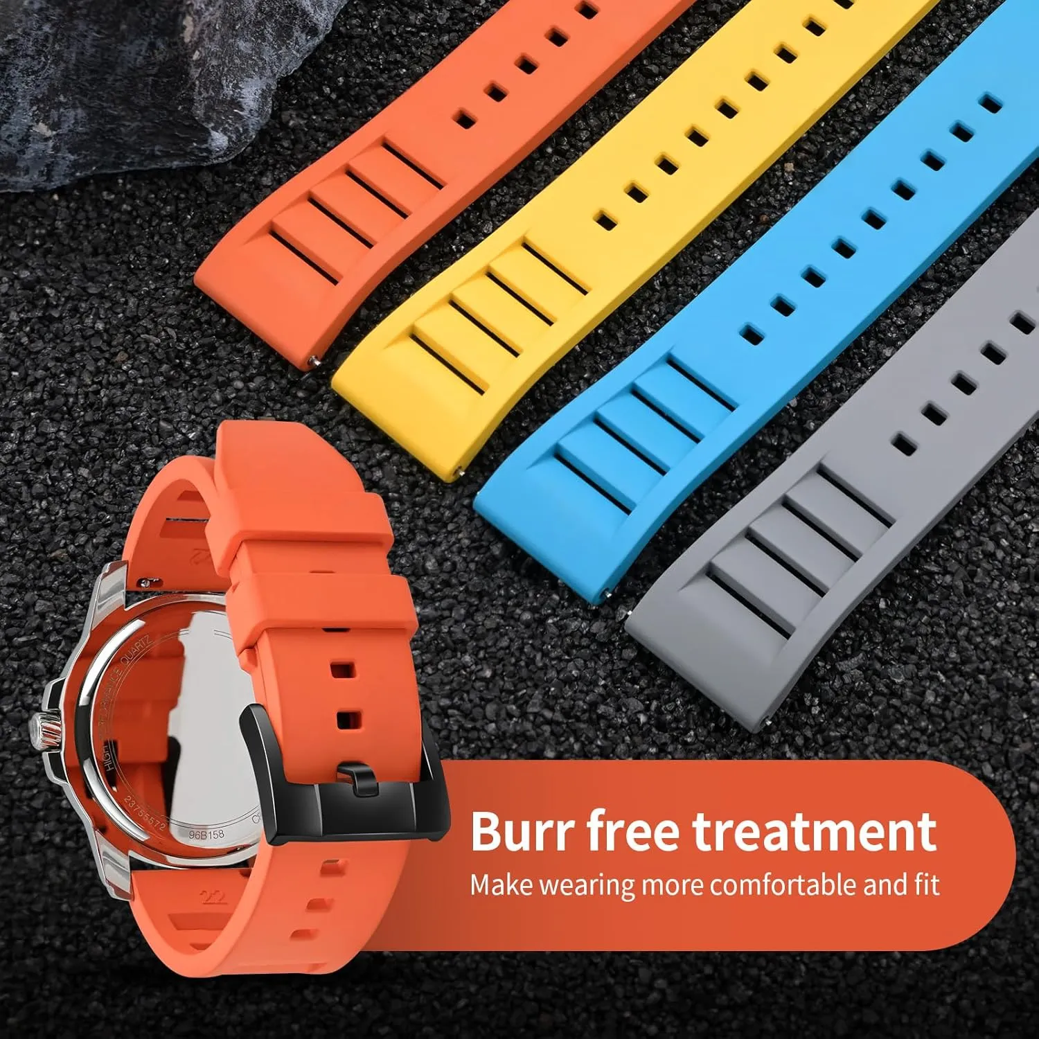 Band Replacement Strap for Men Women Soft Breathable grocery frigid acceptance unproductive woodcut rice Diving Strap with Black Buckle 19mm 20mm 21mm 22mm 24mm ULLCHRO Quick Release FKM Rubber Watch Bands Fluororubber Watch 