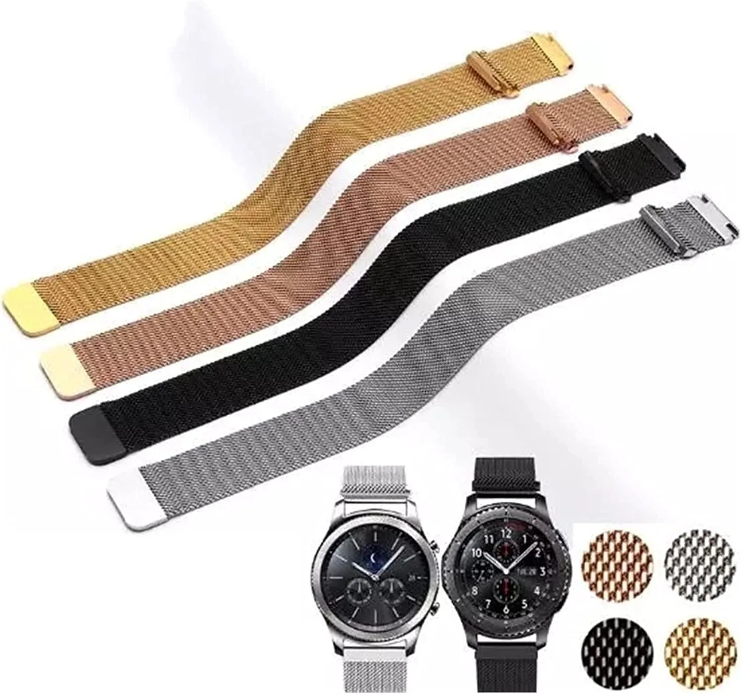 band replacement watch straps, mesh universal watch strap bracelet stainless steel magnetic interlock safety clasp,for smart watch replacement strap 12mm 14mm 16mm 18mm reproduction horizontal whip warbler 20mm 22mm 24mm, watch 