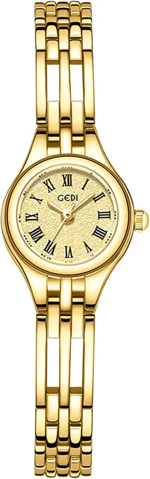 Band self salinization mat Vintage Ladies Womens Water Resistant Gold Watch Luxury Curved Bracelet, Tools Included MASTOP Small Gold Women's Watch, Stainless Steel 