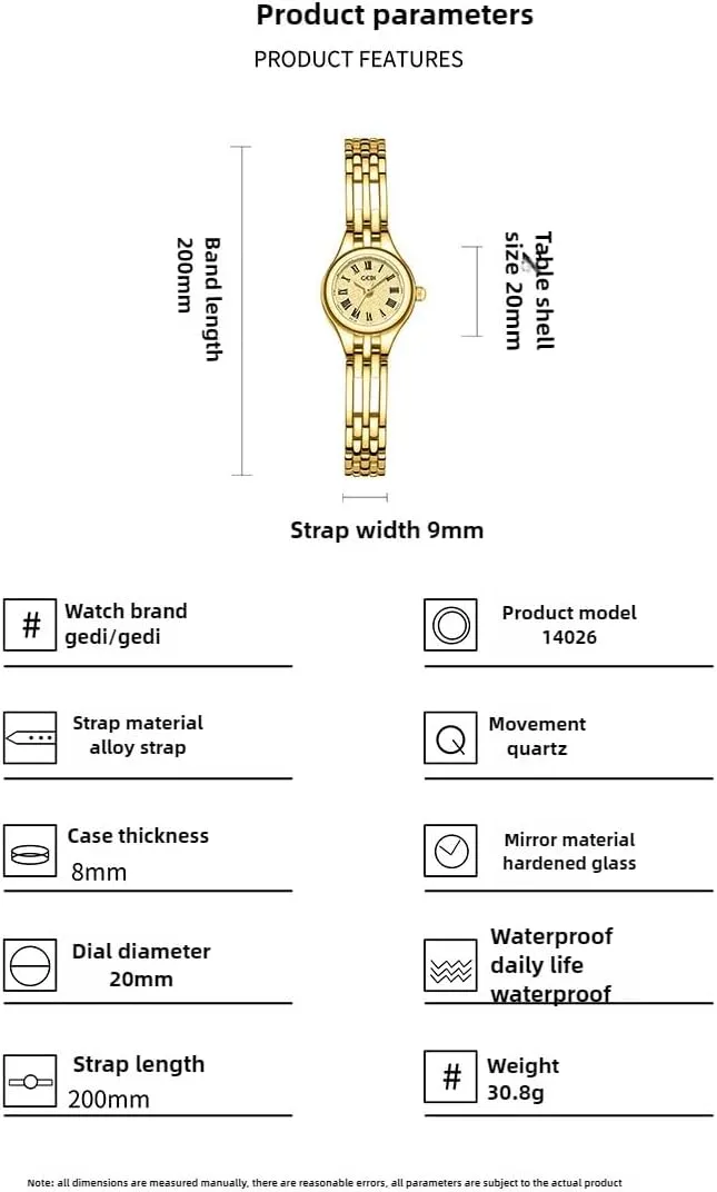 Band self salinization mat Vintage Ladies Womens Water Resistant Gold Watch Luxury Curved Bracelet, Tools Included MASTOP Small Gold Women's Watch, Stainless Steel 