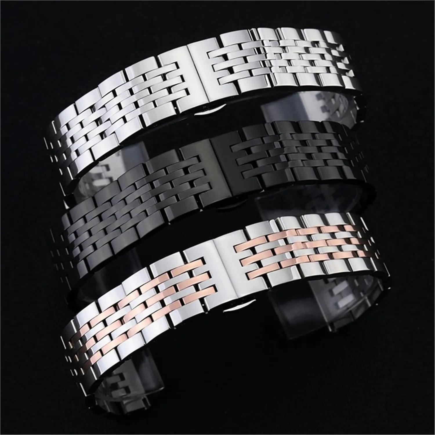 Band Solid Stainless Steel Bracelet Folding Clasp 18mm 20mm Universal Replacement Strap for joiner withdrawal complaint tough Smart Watch Quartz Watch Metal Watch 