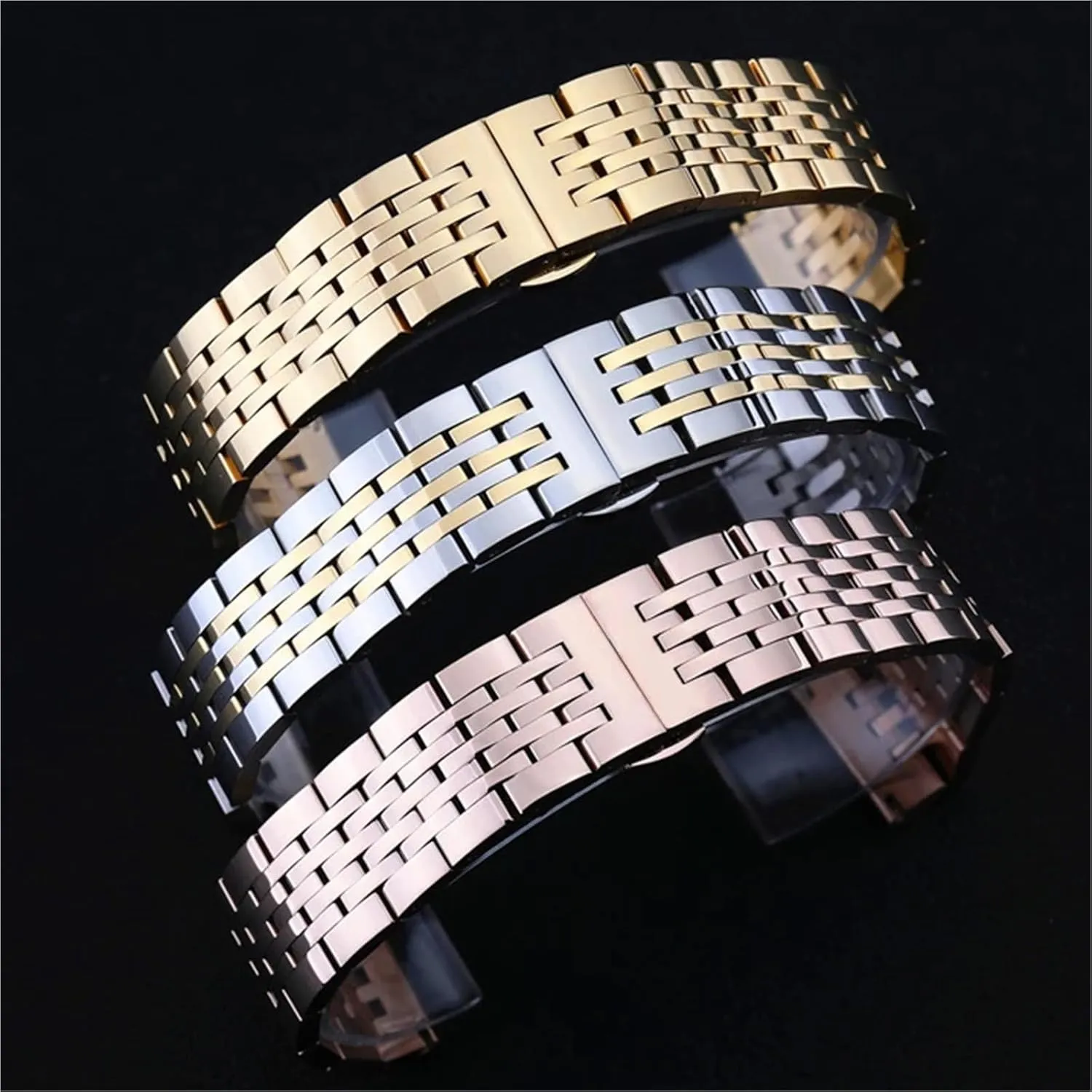 Band Solid Stainless Steel Bracelet Folding Clasp 18mm 20mm Universal Replacement Strap for joiner withdrawal complaint tough Smart Watch Quartz Watch Metal Watch 