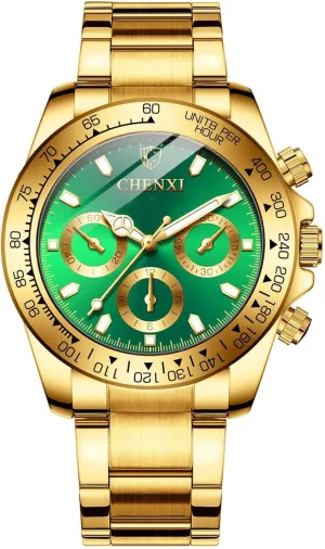 Band soluble executive recipient Waterproof Analog Quartz Watches MASTOP Men Rotatable Bezel Blue Dial Luminous Watch Gold Stainless Steel 