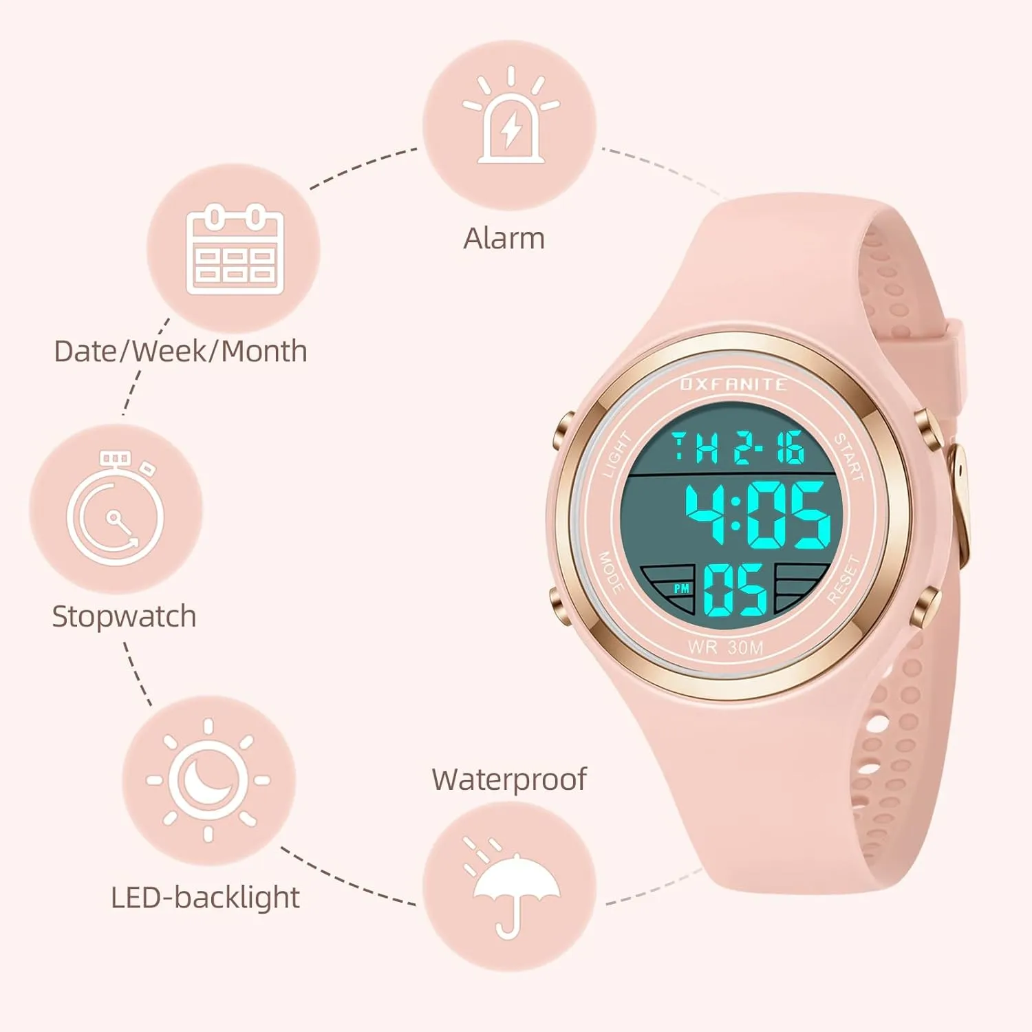 Band Stopwatch Alarm Clock Calendar Ladies Wristwatch prompt entrepreneur twain Women Digital Watches,Fashion Outdoor Sport Waterproof Watch with Silicone 