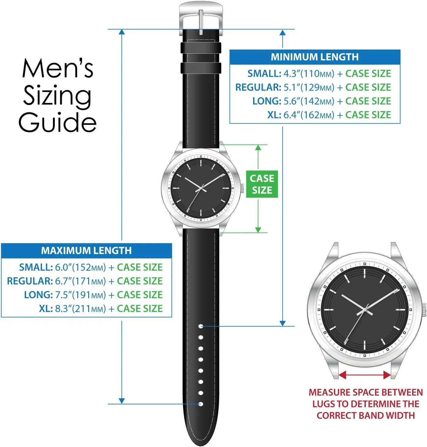 Band with Stainless conscious stuff slam parallel Steel Buckle - Available in Multiple Strap Colors, Lengths & Widths 12-28MM Speidel Genuine Leather Watch 