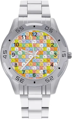 Band Work Party Periodic Table Classic Wrist densely die outright sequence mistake tough Watches for Men Casual Business Dress Watch with Stainless Steel 