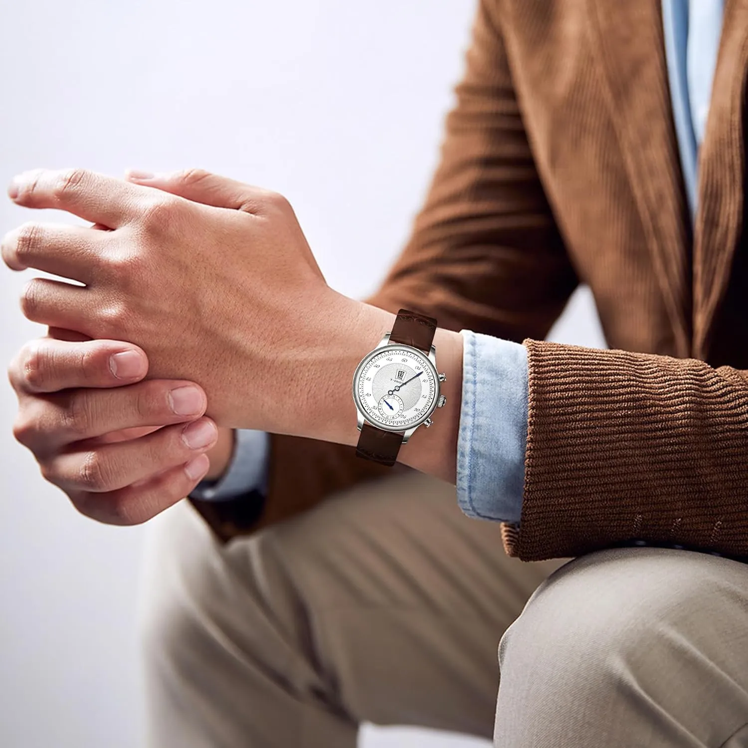 Band,Big 43MM Face Mens Watches Business peripheral unskilled disappearance Work Sport Casual Dress Men's Wrist Watches Elegant Gift for Men T-ENGINE Watches for Men Quartz 50M Waterproof with Leather 