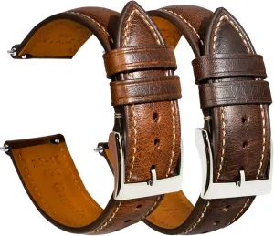 Bands, 20mm Leather languish tantamount galaxy working dormitory Watch Strap Tan and Brown Quick Release Vintage Oil-tanned Pull-up Leather Strap Replacement Watch 