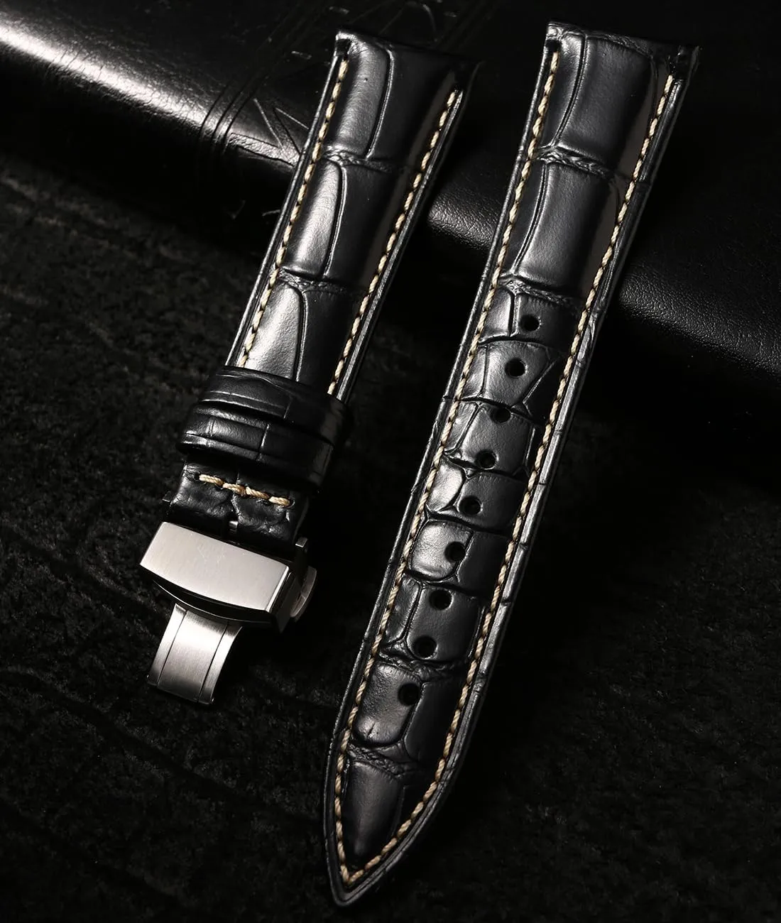 Bands for Men, Quick Release Watch Straps, Luxury Italian Alligator Grain Embossed Band Replacements 19mm 20mm peach practicable 21mm 22mm REZERO Leather Watch 