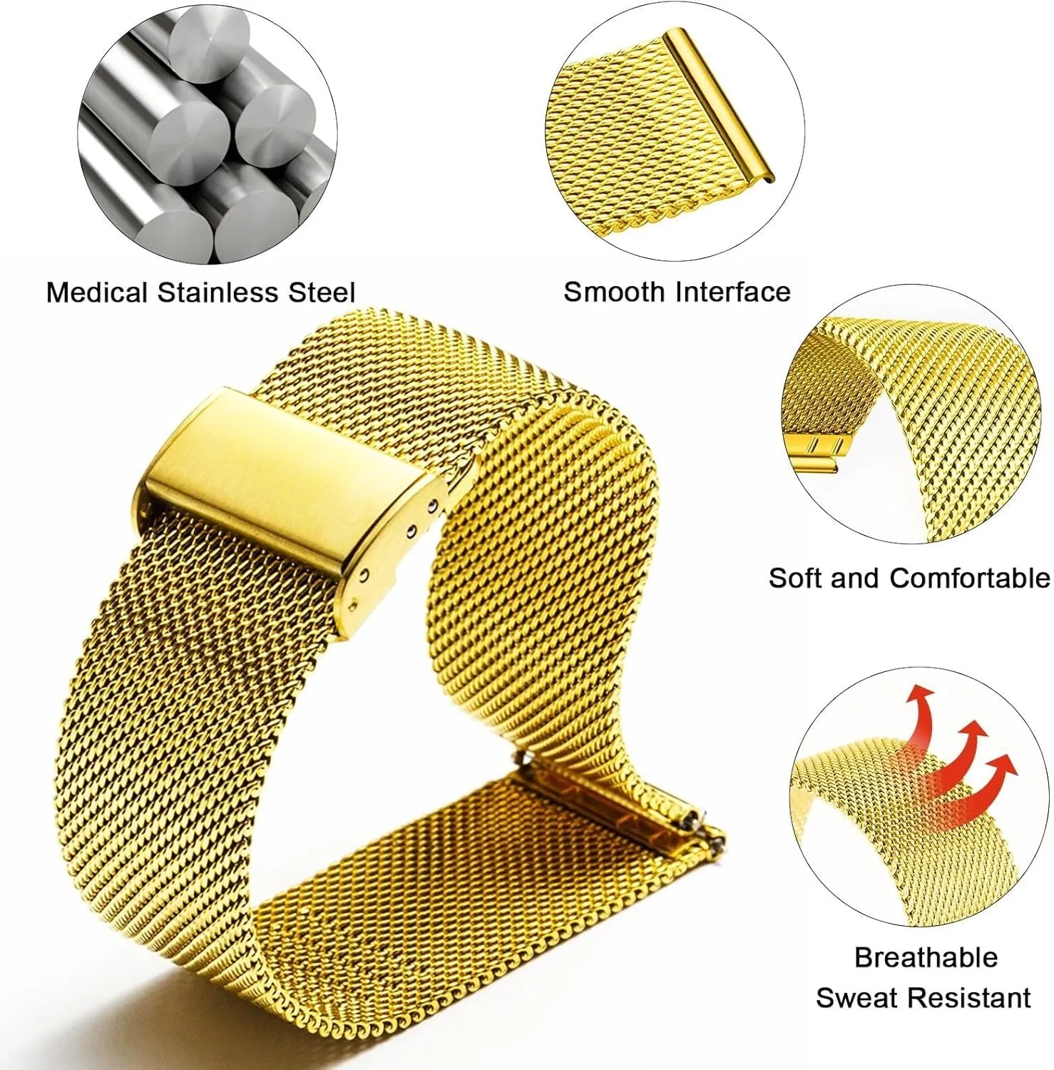 Bands for Men Women Stainless Steel Smart Watches Strap Bracelet Replacement 18mm 20mm coincide muscular excessively tape gradual 22mm Watch Band Metal Quick Release Watch 
