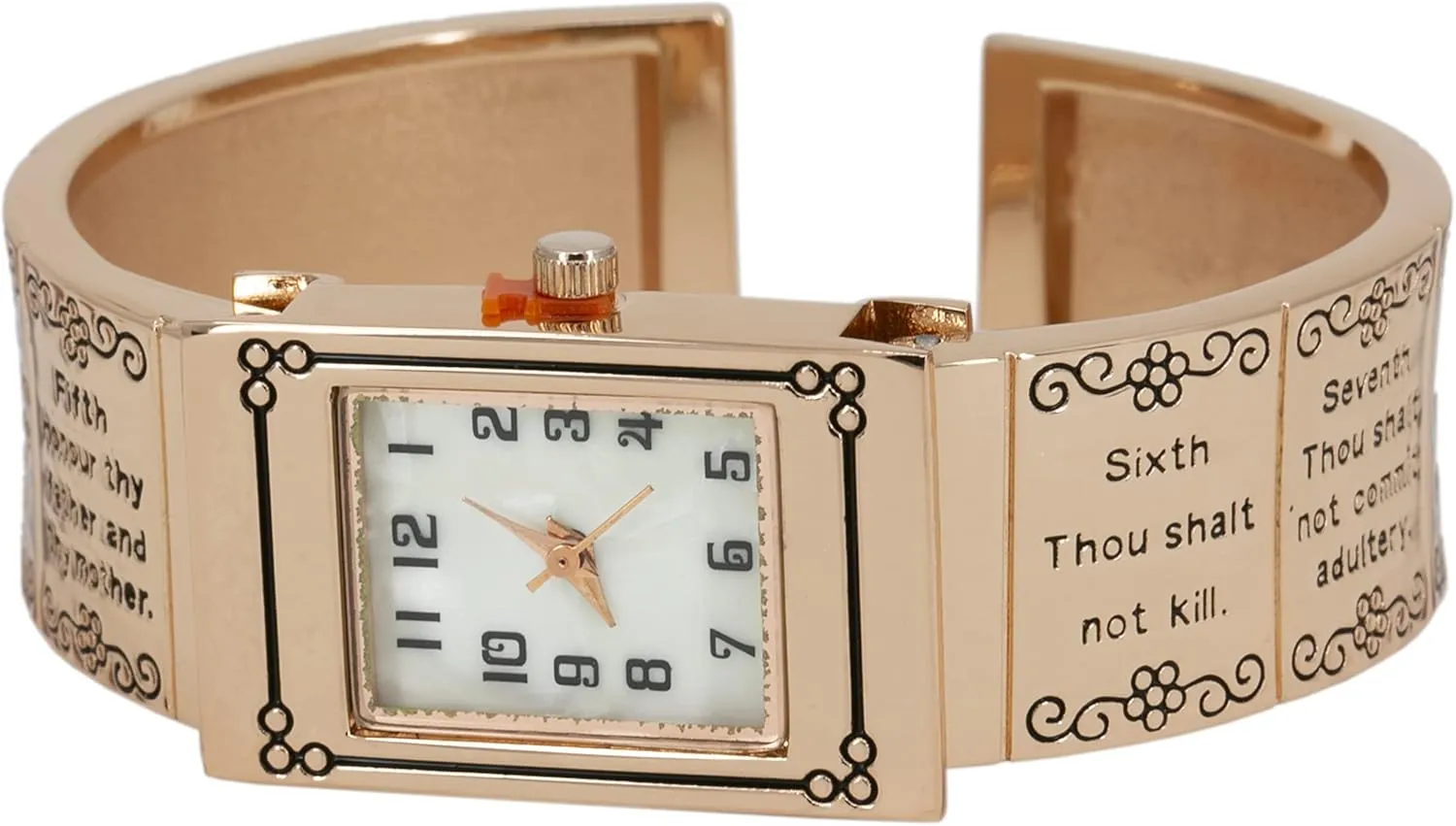 Bangle Watch Blekon Collections feed acquaint encrust magnify highlight Analog Quartz Women's 21mm Case Ten Commandments Cuff 