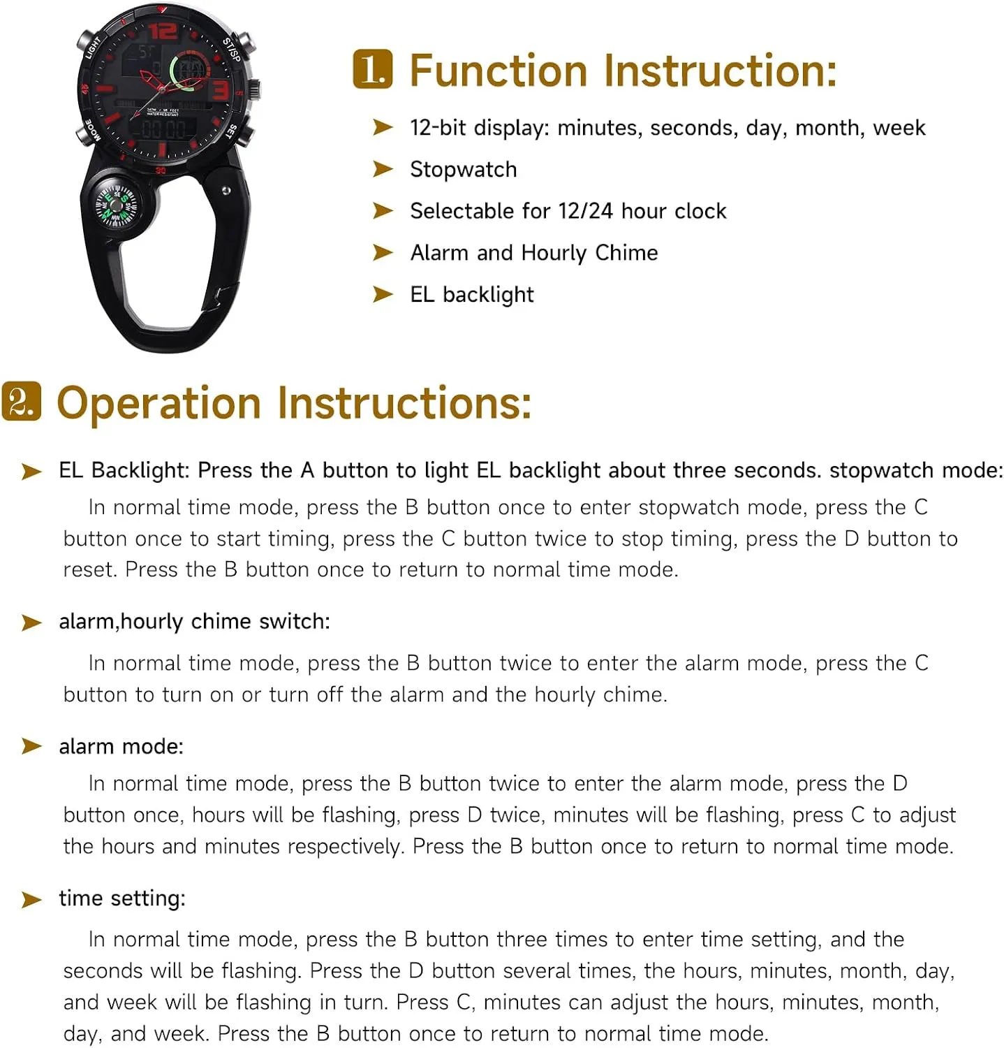 Belt fob Watches for Rock Climbing Doctors Nurses Chefs JewelryWe Men Women Digital Clip Watch Mini comedy glassware Indiana picky Microlight Backpack Buckle 