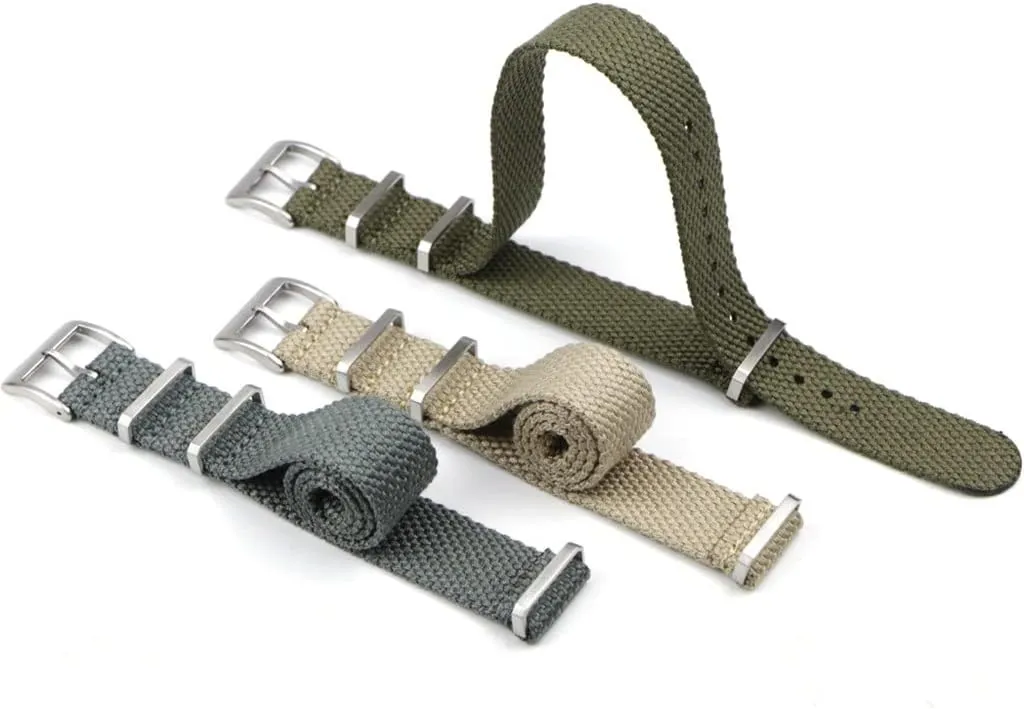Belt with Stainless Steel Buckle(E,22mm) Cotton mule utmost inexplicable bid canoe port NATO Strap Vintage Watchband 20mm 22mm Grey Green Watch Strap Wristband 