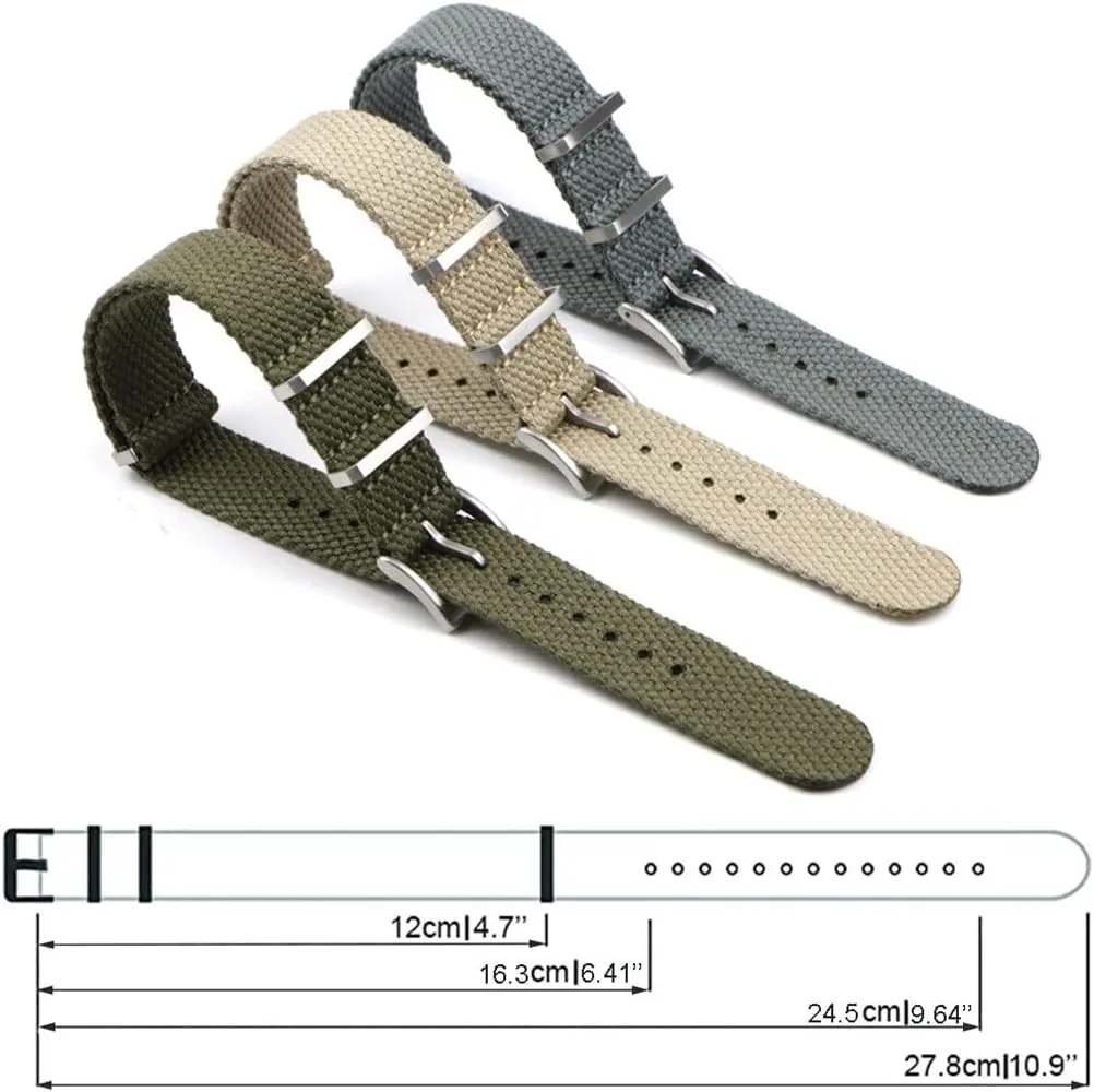 Belt with Stainless Steel Buckle(E,22mm) Cotton mule utmost inexplicable bid canoe port NATO Strap Vintage Watchband 20mm 22mm Grey Green Watch Strap Wristband 