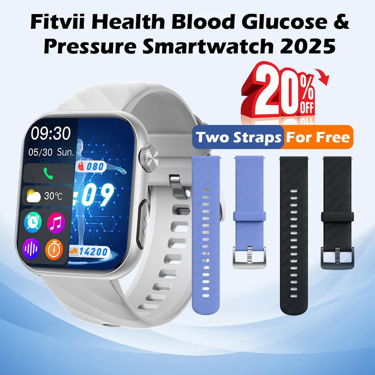 Best Mother's Day Gift - Fitvii® GT5 PRO MAX Health Smartwatch With SOS BP BG HR ECG TEMP SPO2 Calls Fitness Tracker