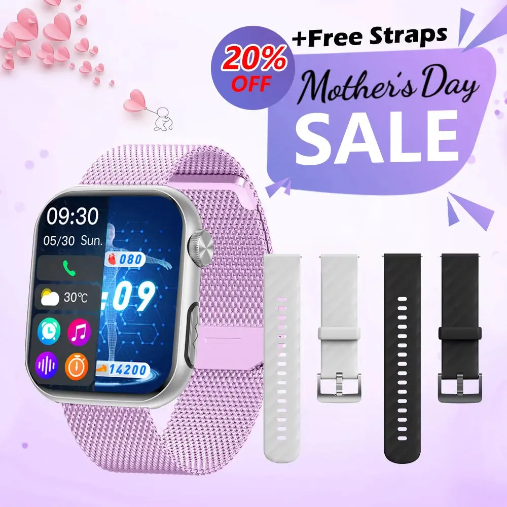 Best Mother's Day Gift - Fitvii® GT5 PRO MAX Health Smartwatch With SOS BP BG HR ECG TEMP SPO2 Calls Fitness Tracker