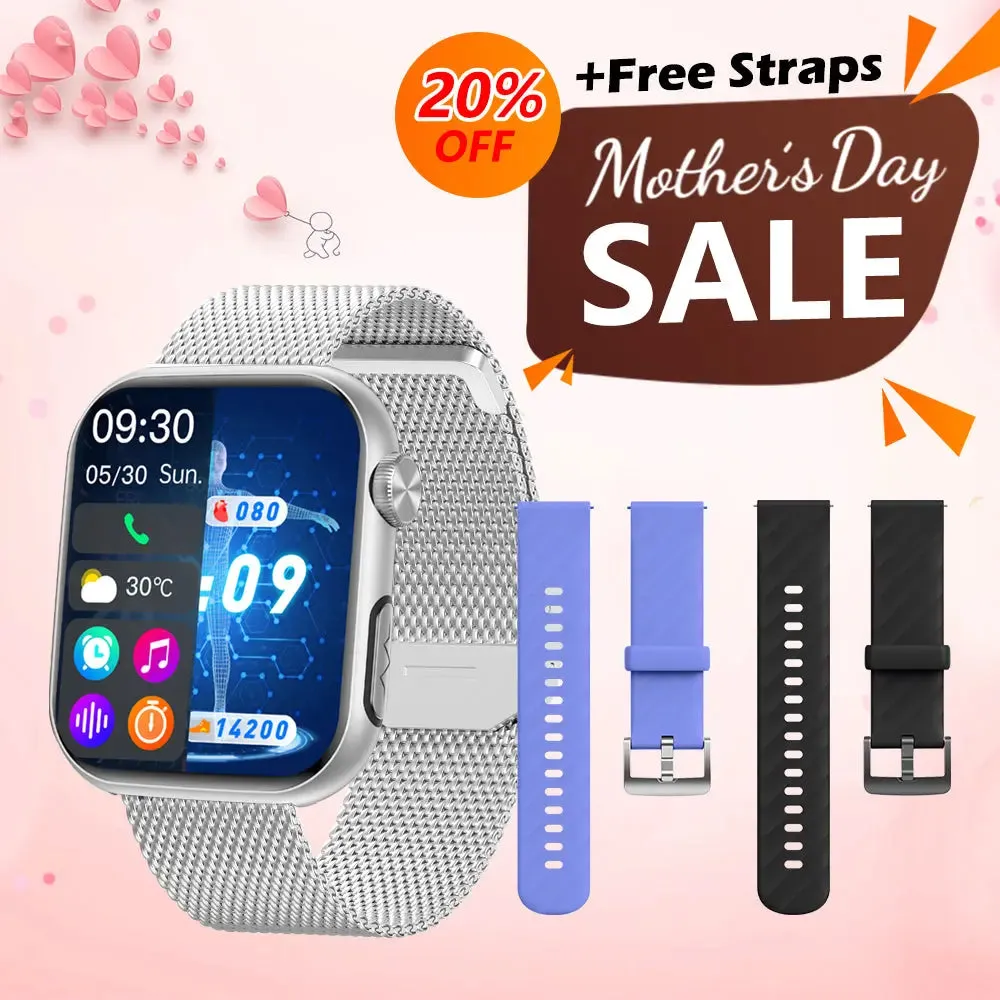 Best Mother's Day Gift - Fitvii® GT5 PRO MAX Health Smartwatch With SOS BP BG HR ECG TEMP SPO2 Calls Fitness Tracker