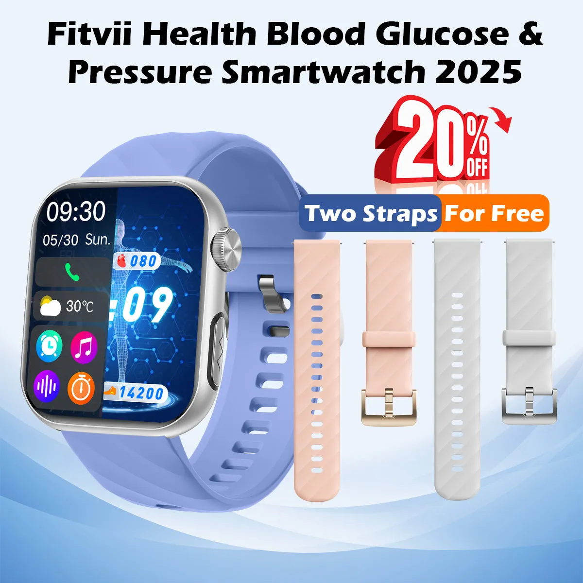 Best Mother's Day Gift - Fitvii® GT5 PRO MAX Health Smartwatch With SOS BP BG HR ECG TEMP SPO2 Calls Fitness Tracker