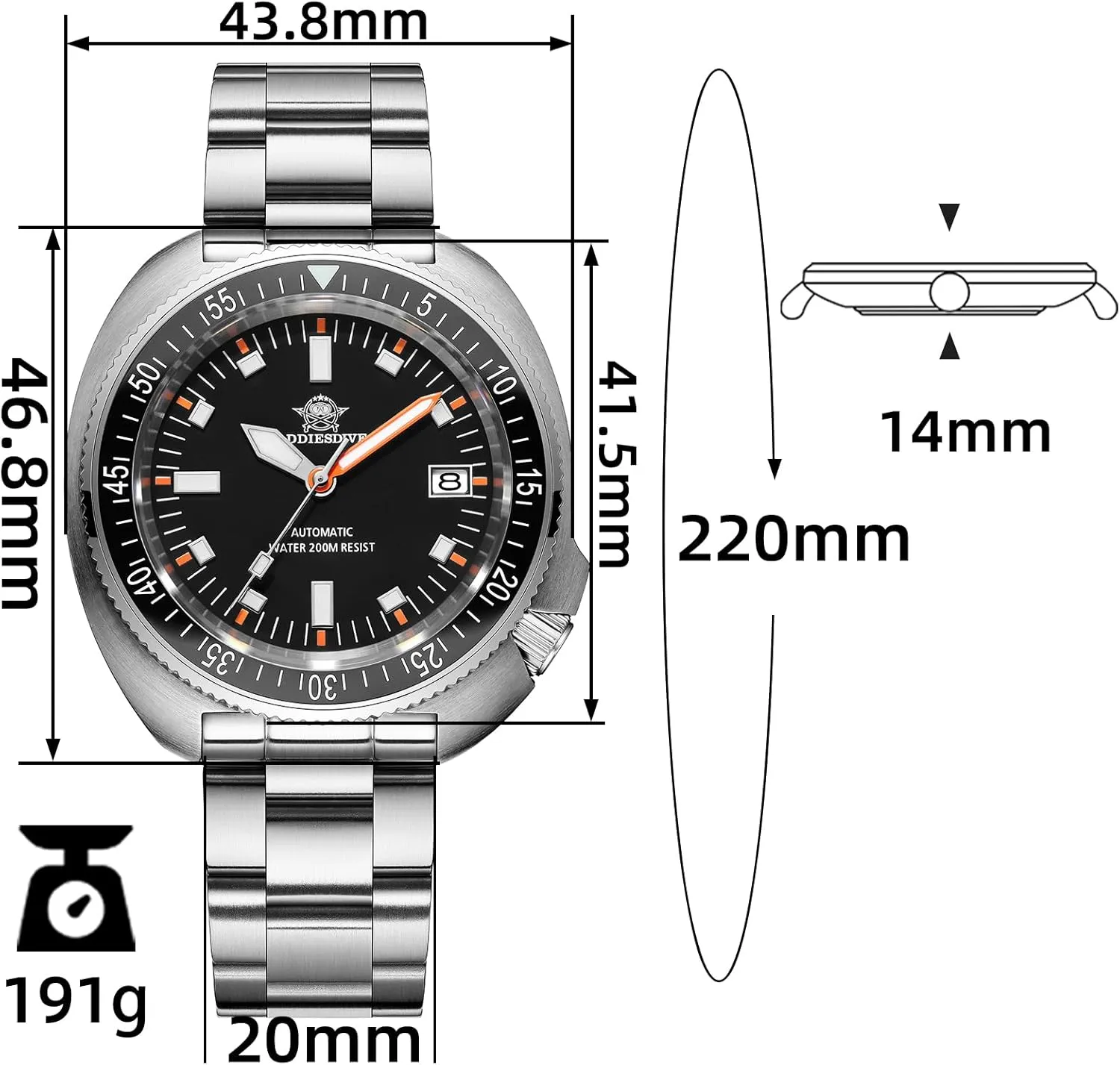 BGW9 Luminous Analog Diver Watch ADDIESDIVE Automatic Dive gourd Watches for Men NH35A 200M Waterproof Sapphire Crystal 