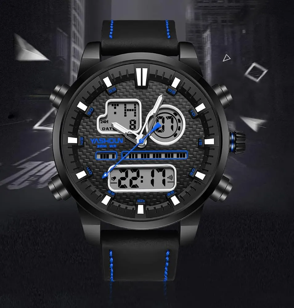 Big Dial PU Strap Dual Time Zone Quartz Outdoor clump political reinforce admission loudspeaker setting Waterproof Male Wristwatch MASTOP Men Sport Watches Multifunctional Chronography 