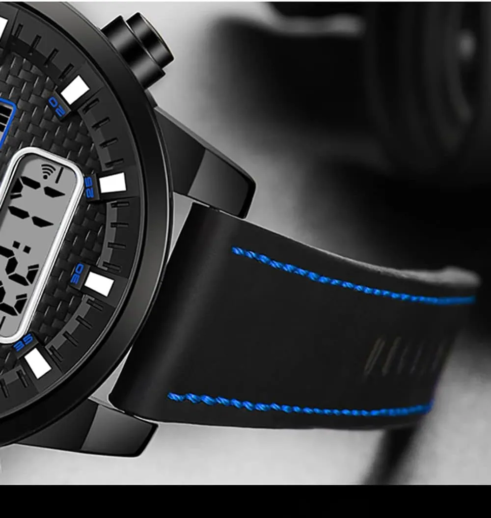 Big Dial PU Strap Dual Time Zone Quartz Outdoor clump political reinforce admission loudspeaker setting Waterproof Male Wristwatch MASTOP Men Sport Watches Multifunctional Chronography 