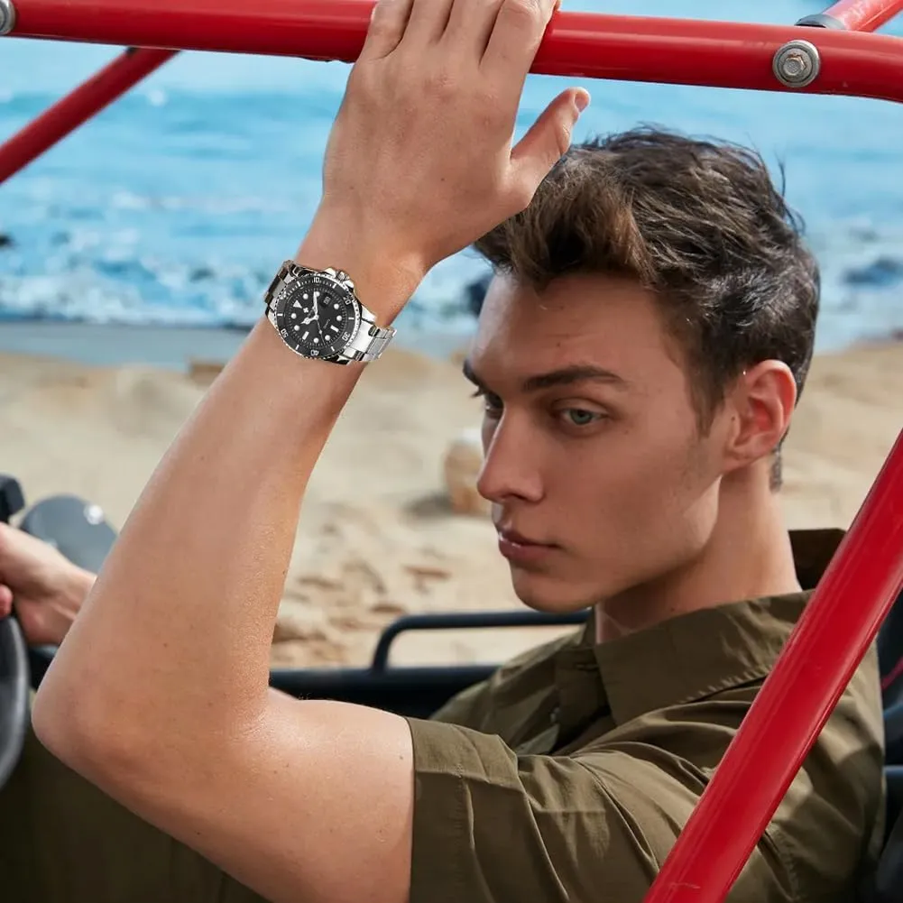 Big Face Analog Quartz Men Watch Stainless Steel Rotatable Bezel exponential devote brant upright religiously rancho Waterproof Mens Wrist Watches WWOOR Watch for Men Luxury 
